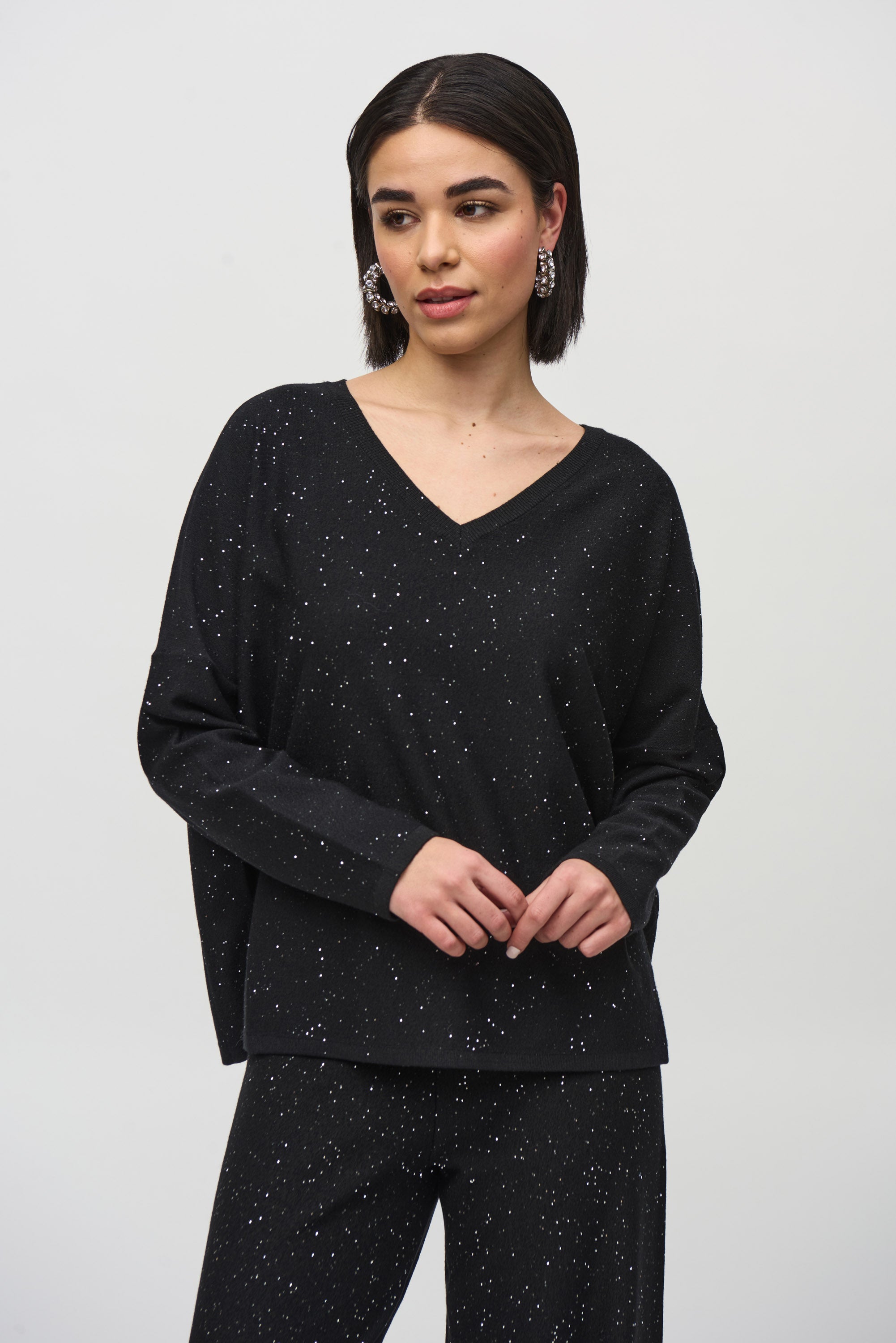 JOSEPH RIBKOFF SEQUINNED SWEATER STYLE 244921 COLOUR BLACK