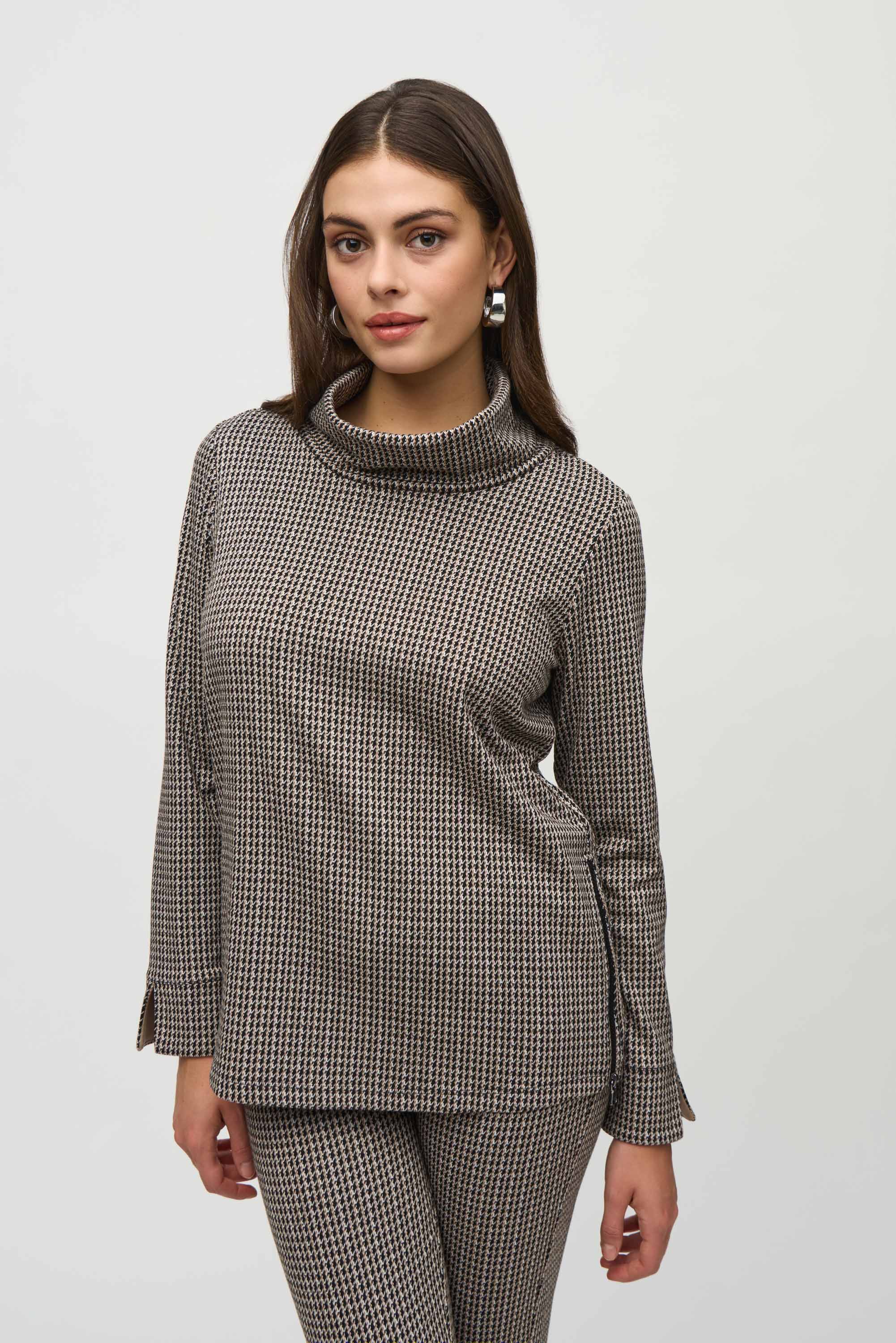 JOSEPH RIBKOFF HOUNDSTOOTH SWEATER TOP STYLE 244074 COLOUR BLACK/MULTI