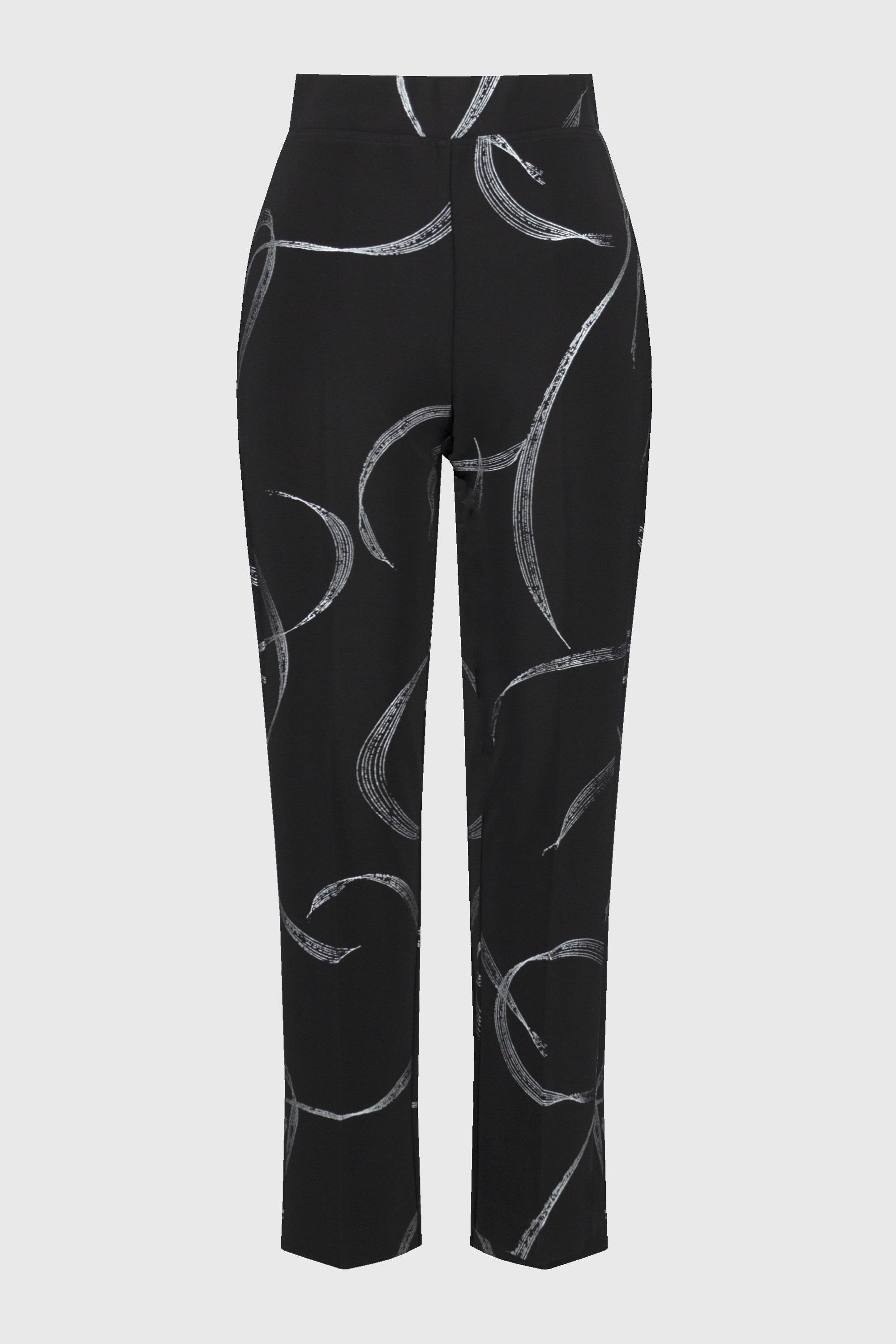 JOSEPH RIBKOFF ABSTRACT PRINT PANT STYLE 244119 COLOUR BLACK/SILVER