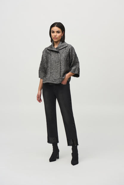 JOSEPH RIBKOFF WOVEN JACQUARD JACKET STYLE 244204 COLOUR PEWTER