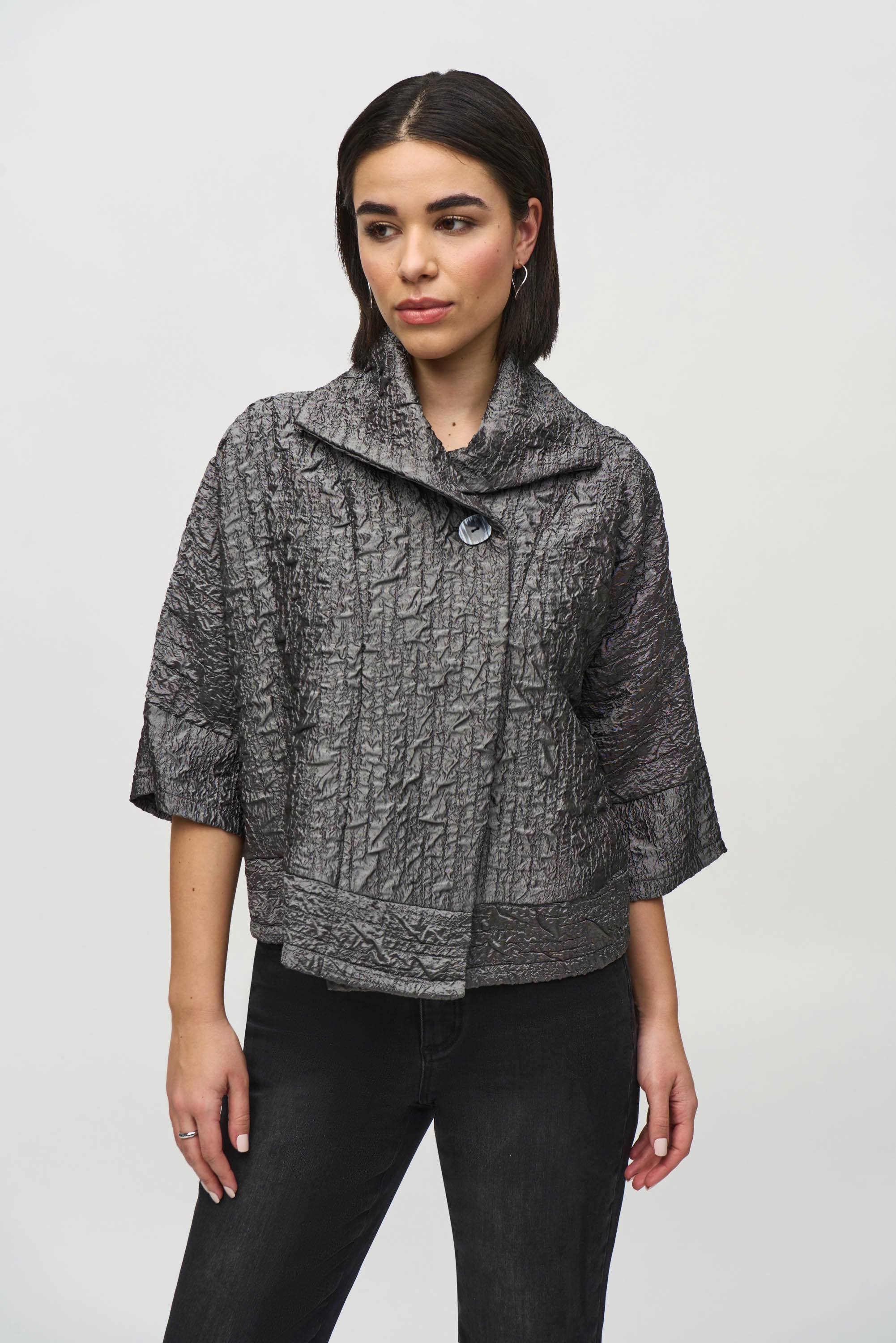 JOSEPH RIBKOFF WOVEN JACQUARD JACKET STYLE 244204 COLOUR PEWTER