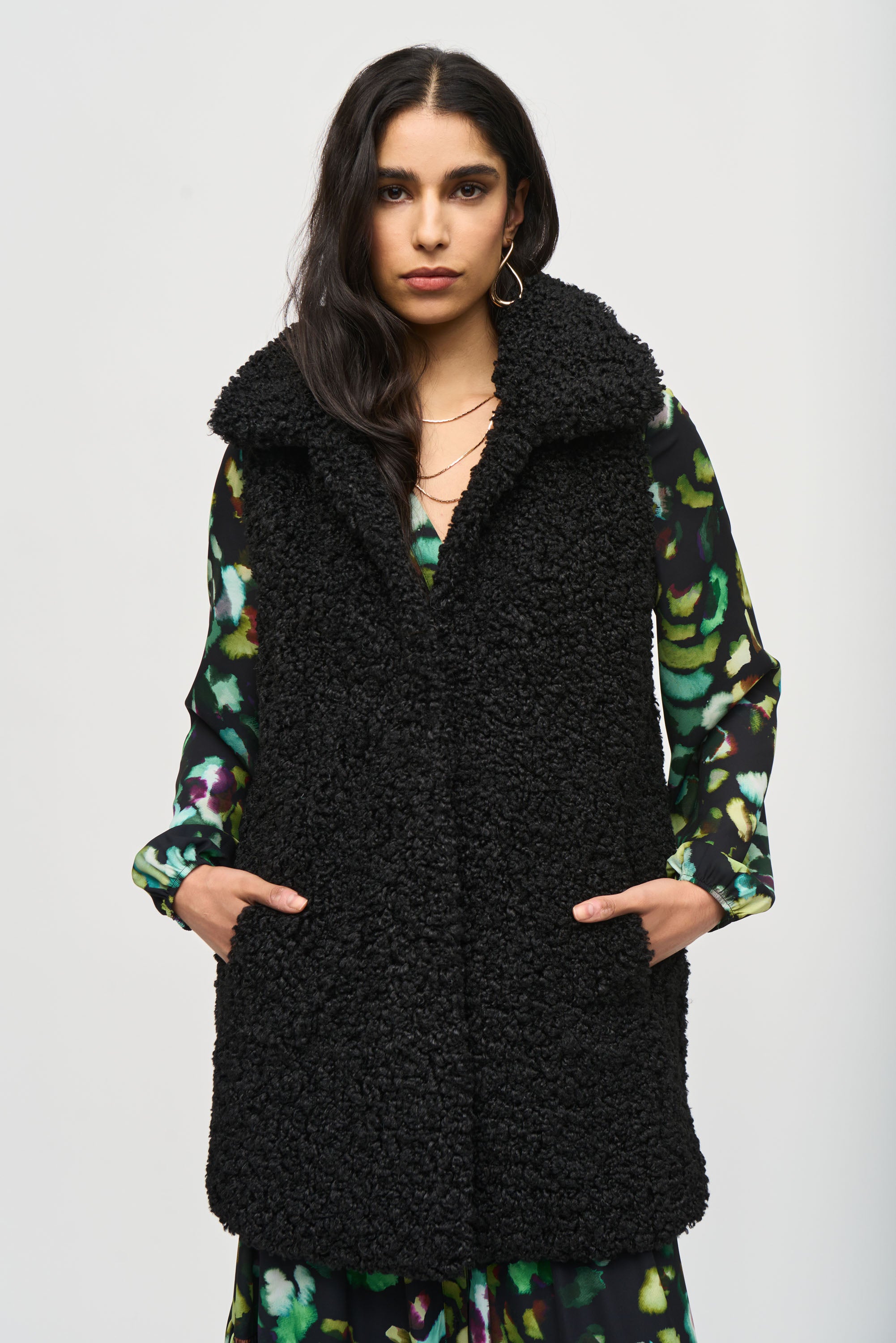 JOSEPH RIBKOFF FAUX FUR GILET STYLE 243908 COLOUR BLACK