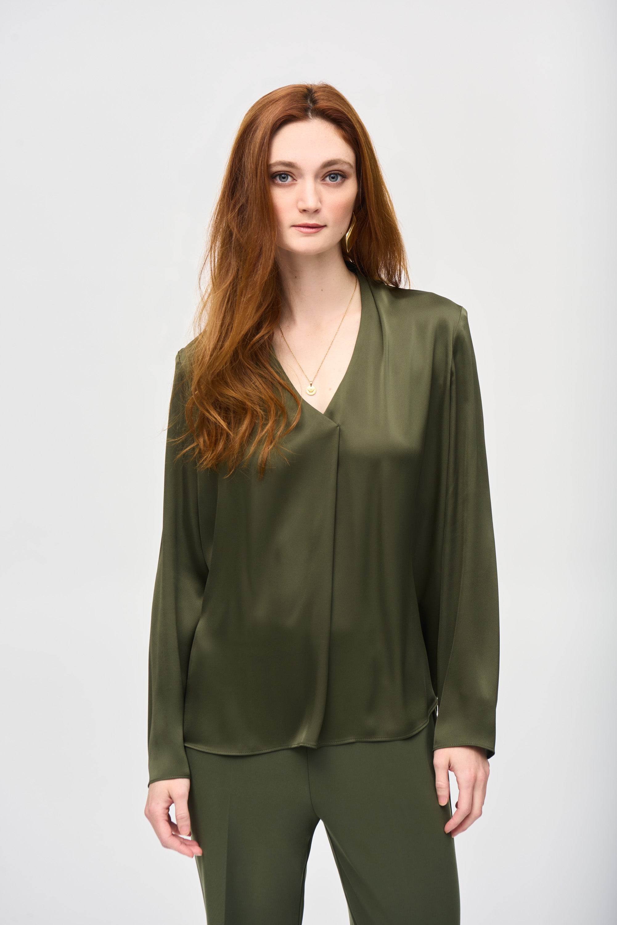 JOSEPH RIBKOFF SATIN TOP STYLE 243057 COLOUR IGUANA