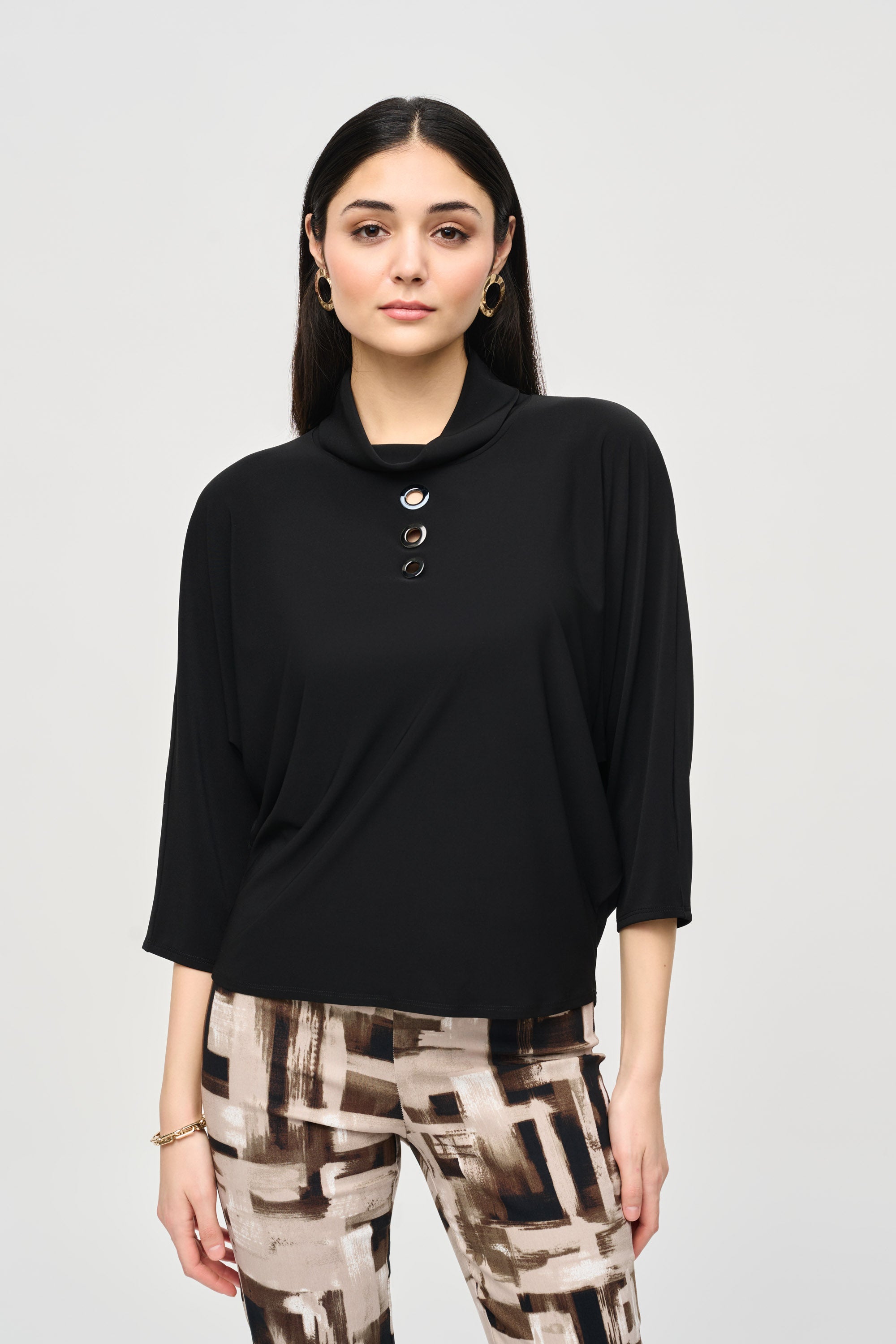 JOSEPH RIBKOFF SILKY KNIT TOP STYLE 243159 COLOUR BLACK