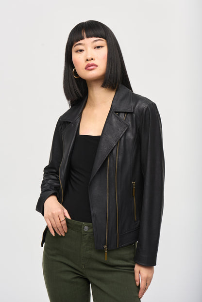 JOSEPH RIBKOFF MOTO JACKET STYLE 243905 COLOUR BLACK