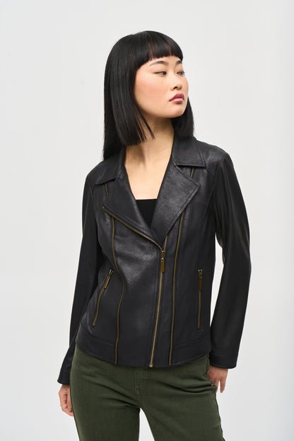 JOSEPH RIBKOFF MOTO JACKET STYLE 243905 COLOUR BLACK