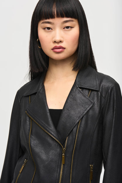 JOSEPH RIBKOFF MOTO JACKET STYLE 243905 COLOUR BLACK