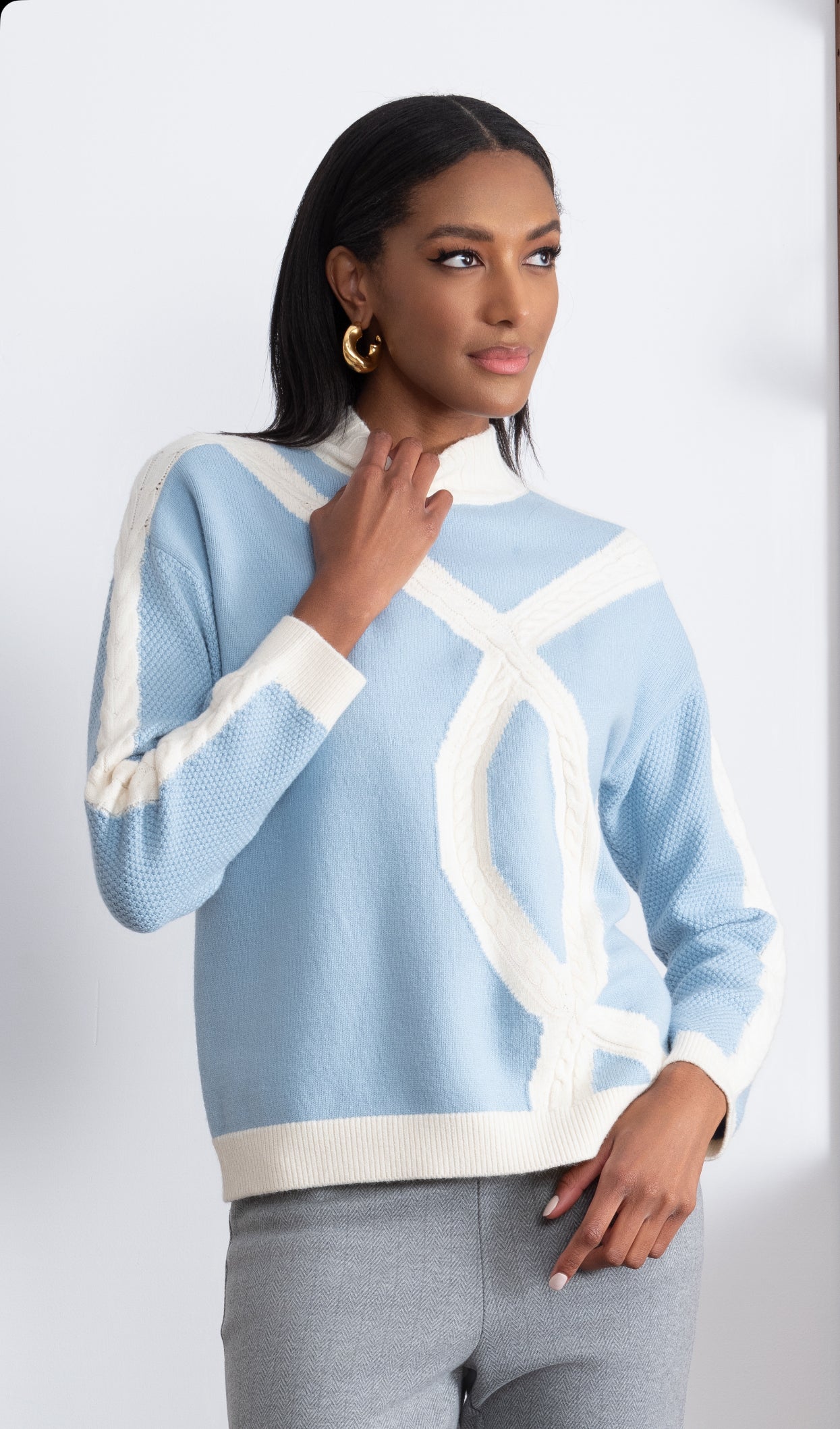 ALISON SHERI TOP STYLE A46175 COLOUR ICE BLUE/WHITE