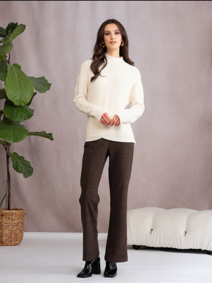 ALISON SHERI CABLE KNIT PATTERN SWEATER STYLE A46037 COLOUR CREAM