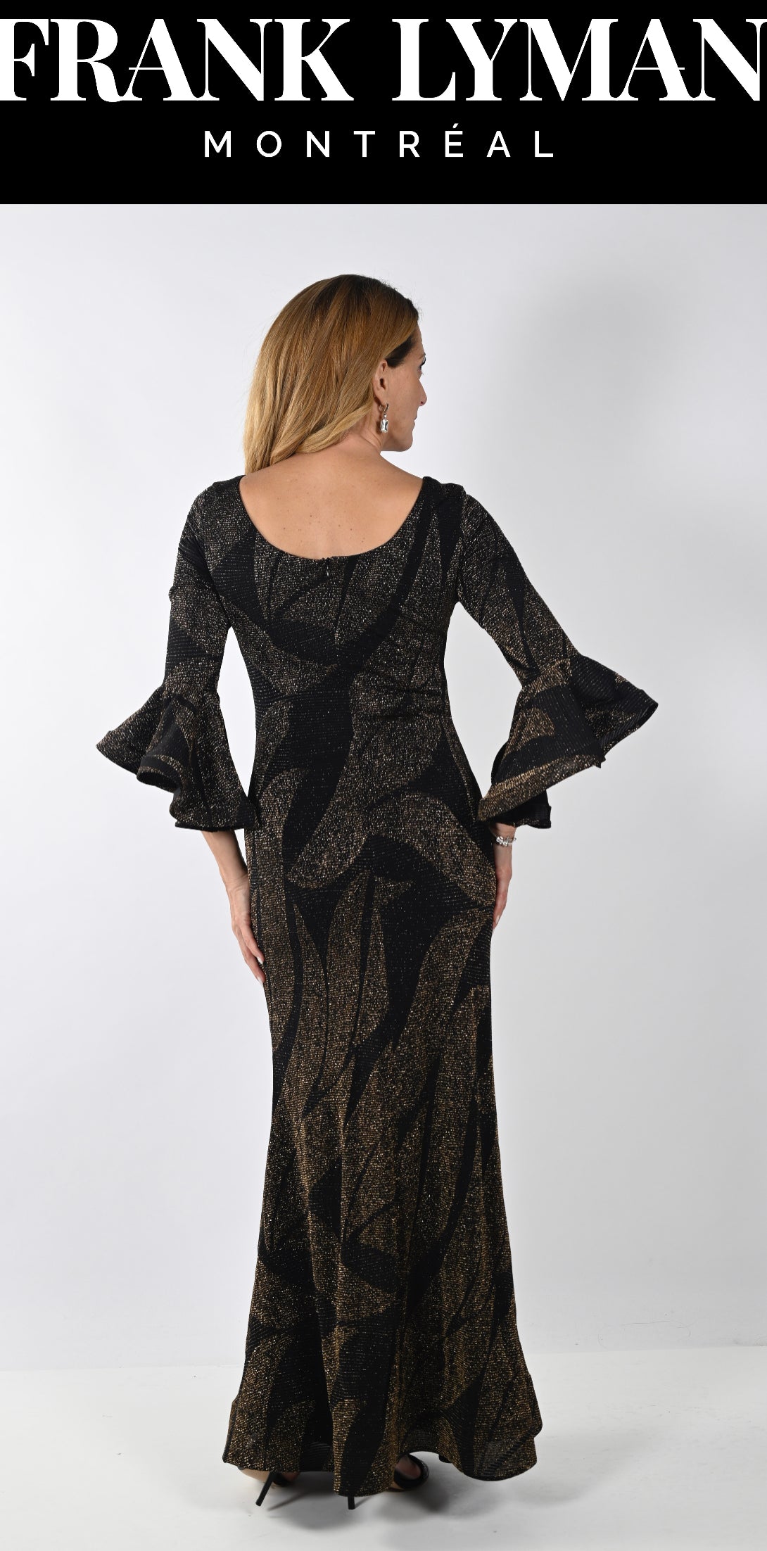 FRANK LYMAN LONG DRESS STYLE 239216 COLOUR BLACK/GOLD