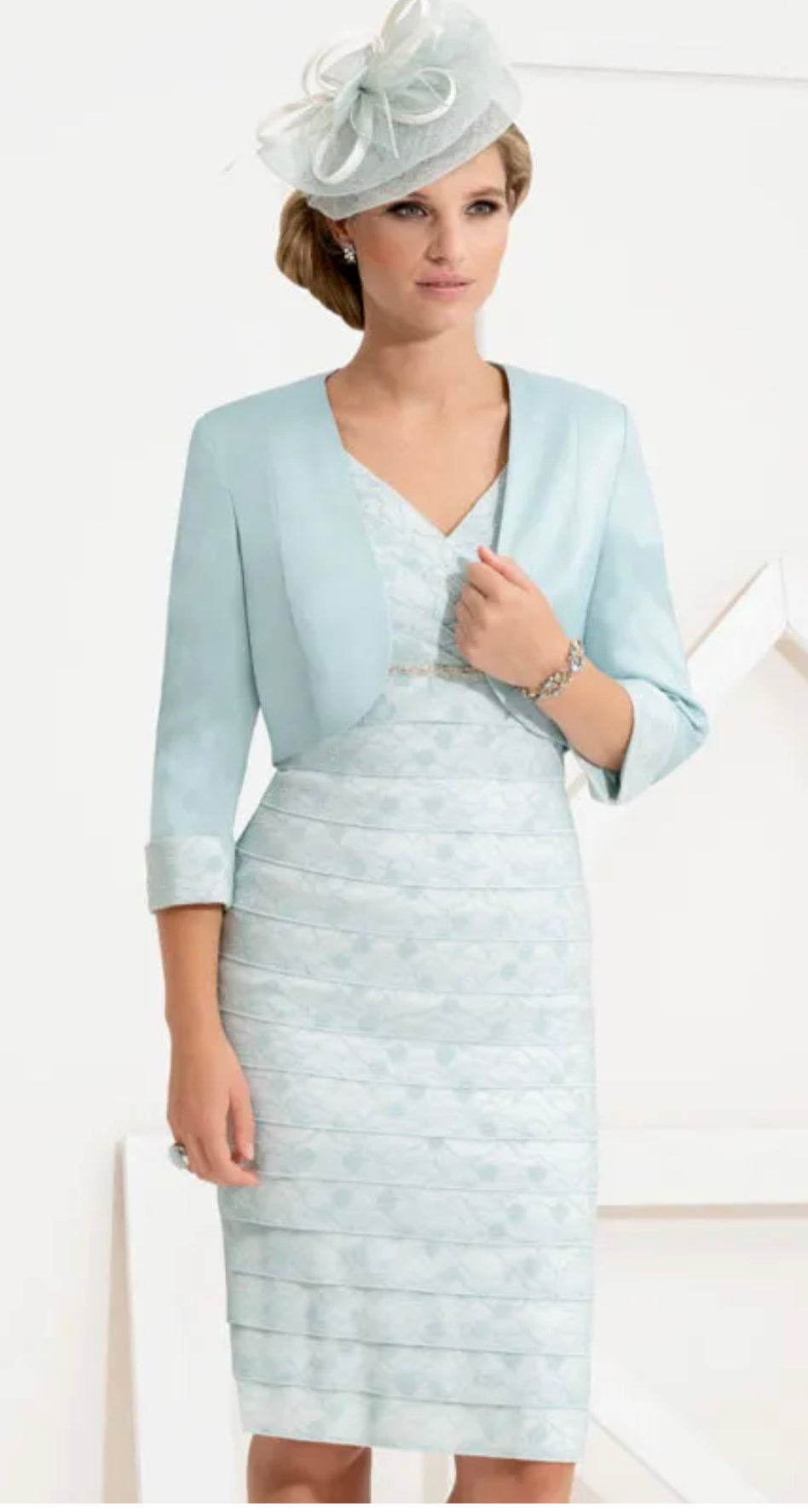 ISPIRATO DRESS AND JACKET STYLE ISG908 COLOUR AQUA/AURORA/CREAM