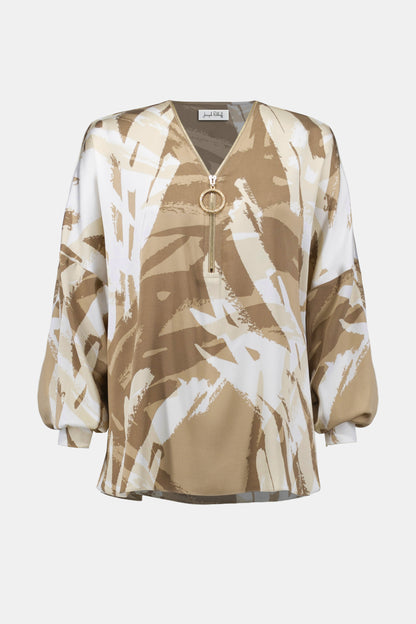 JOSEPH RIBKOFF TUNIC WITH ZIPPER DETAIL STYLE 254193 COLOUR BEIGE/OFF-WHITE