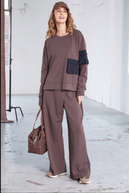 NAYA SWEATSHIRT STYLE NAW25132 COLOUR COCOA & BLACK
