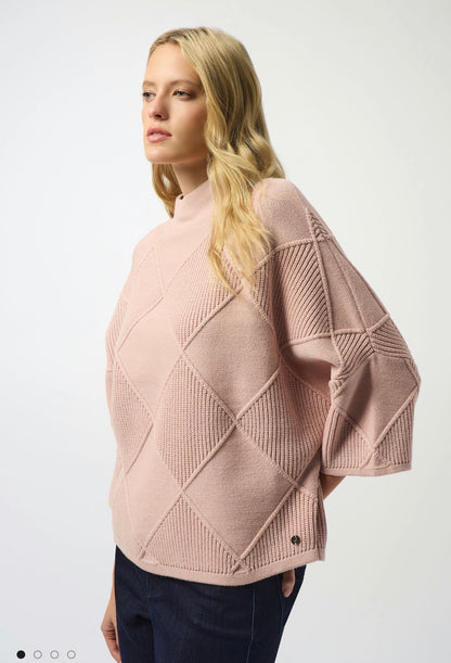 JOSEPH RIBKOFF TEXTURED SWEATER STYLE 253943 COLOUR ROSE