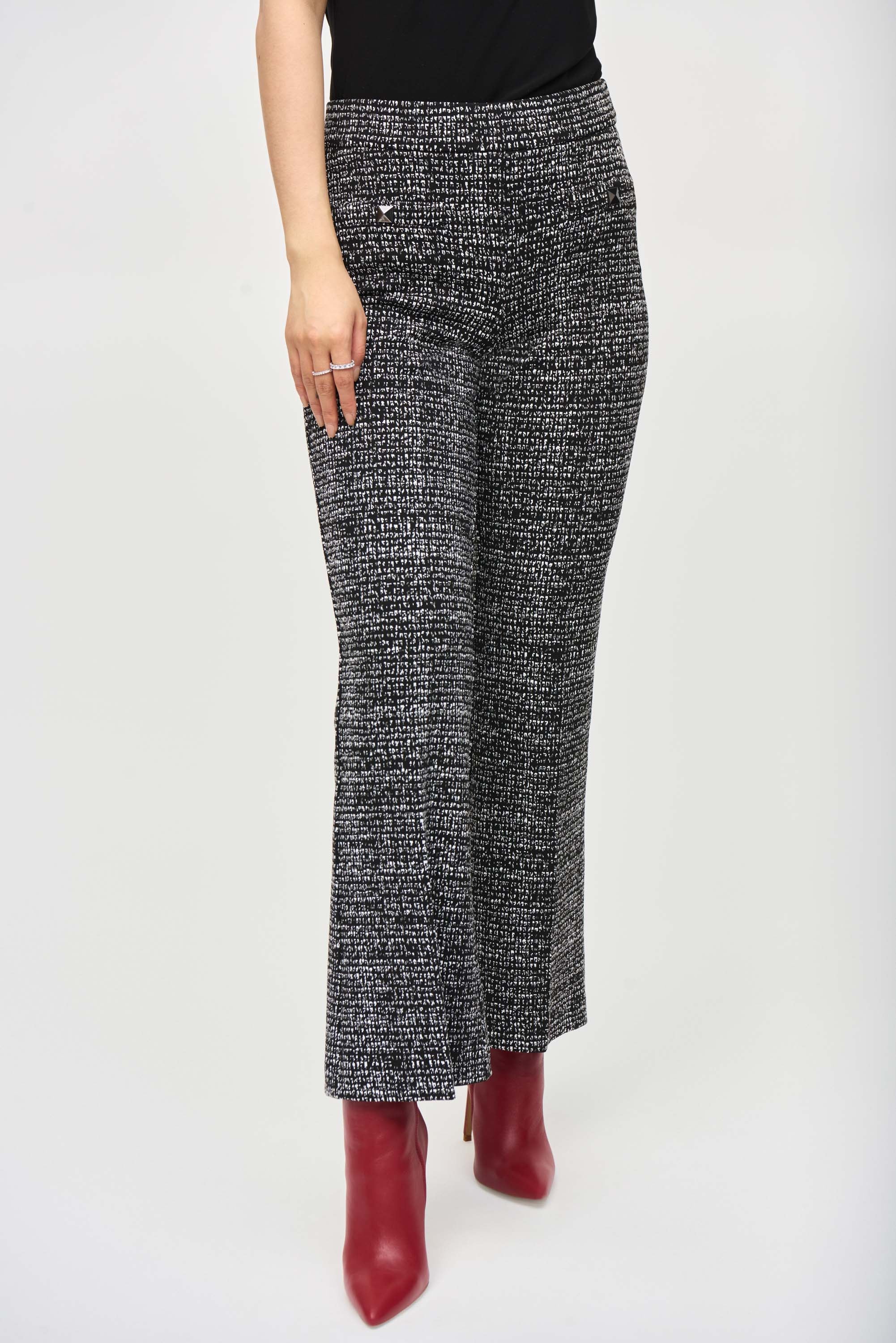 JOSEPH RIBKOFF JACQUARD KNIT TROUSER STYLE 243047 COLOUR BLACK/WHITE