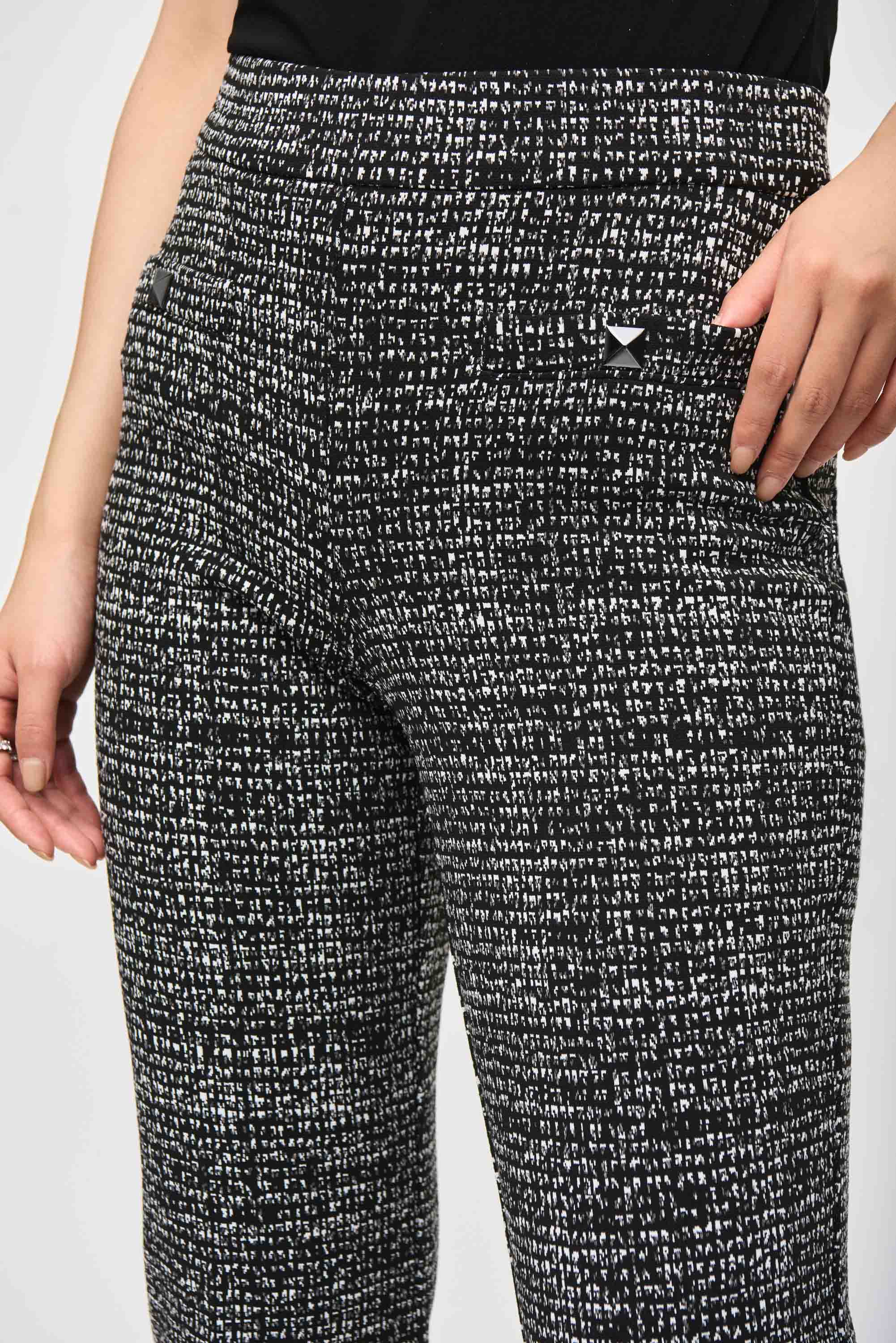 JOSEPH RIBKOFF JACQUARD KNIT TROUSER STYLE 243047 COLOUR BLACK/WHITE