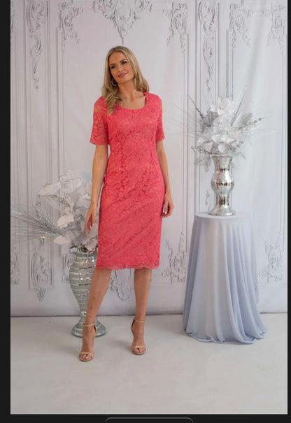 GLITZ DRESS AND CHIFFON COAT STYLE 1277 COLOUR CORAL