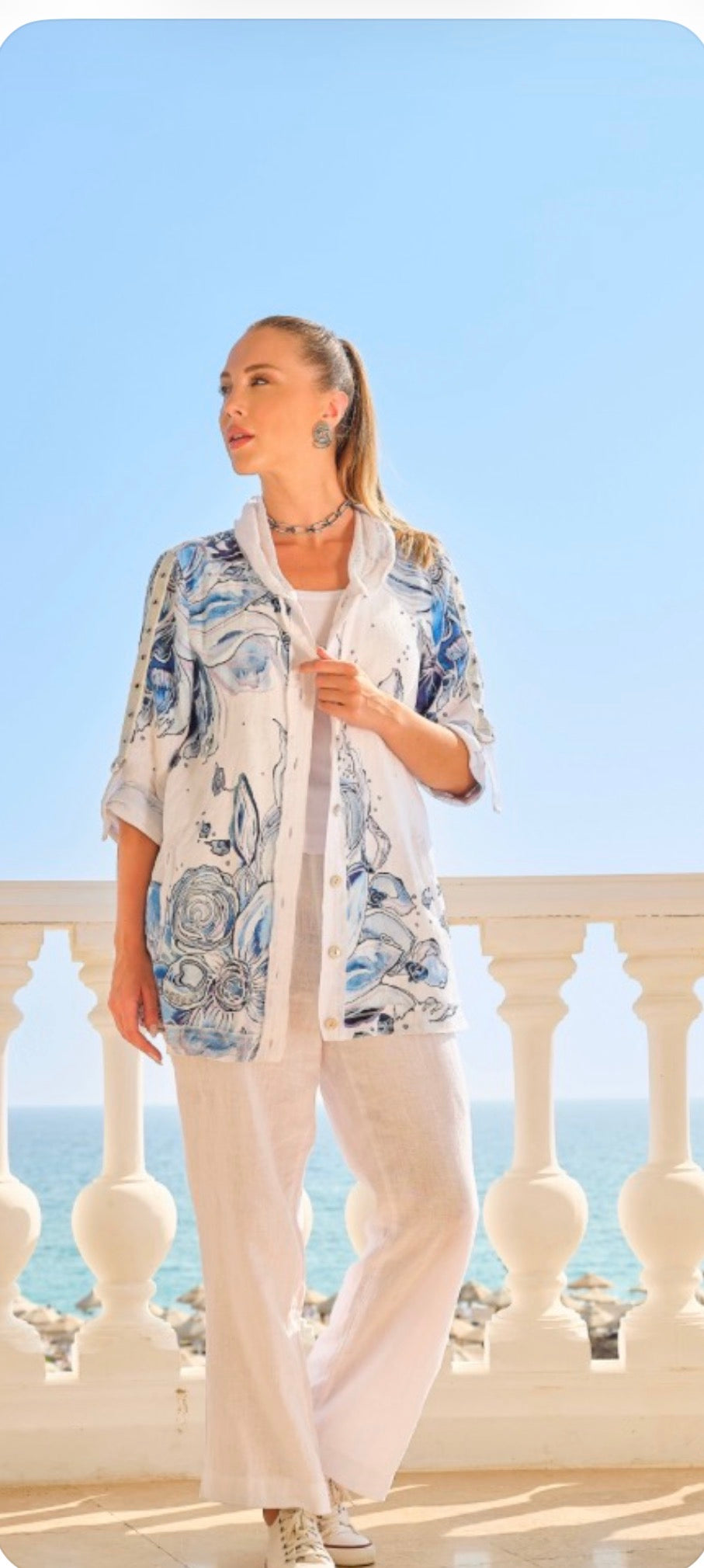 DOLCEZZA LONG LENGTH HOODED SHIRT STYLE 26656 COLOUR AS SHOWN