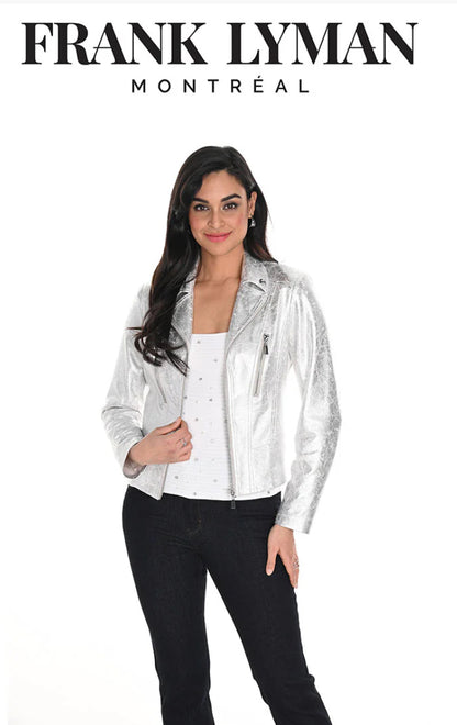 FRANK LYMAN MOTO ZIPPER JACKET IN SILVER STYLE 244672U