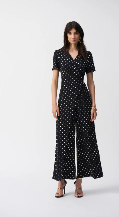 JOSEPH RIBKOFF POLKA DOT JUMPSUIT STYLE 251008 COLOUR BLACK/VANILLA