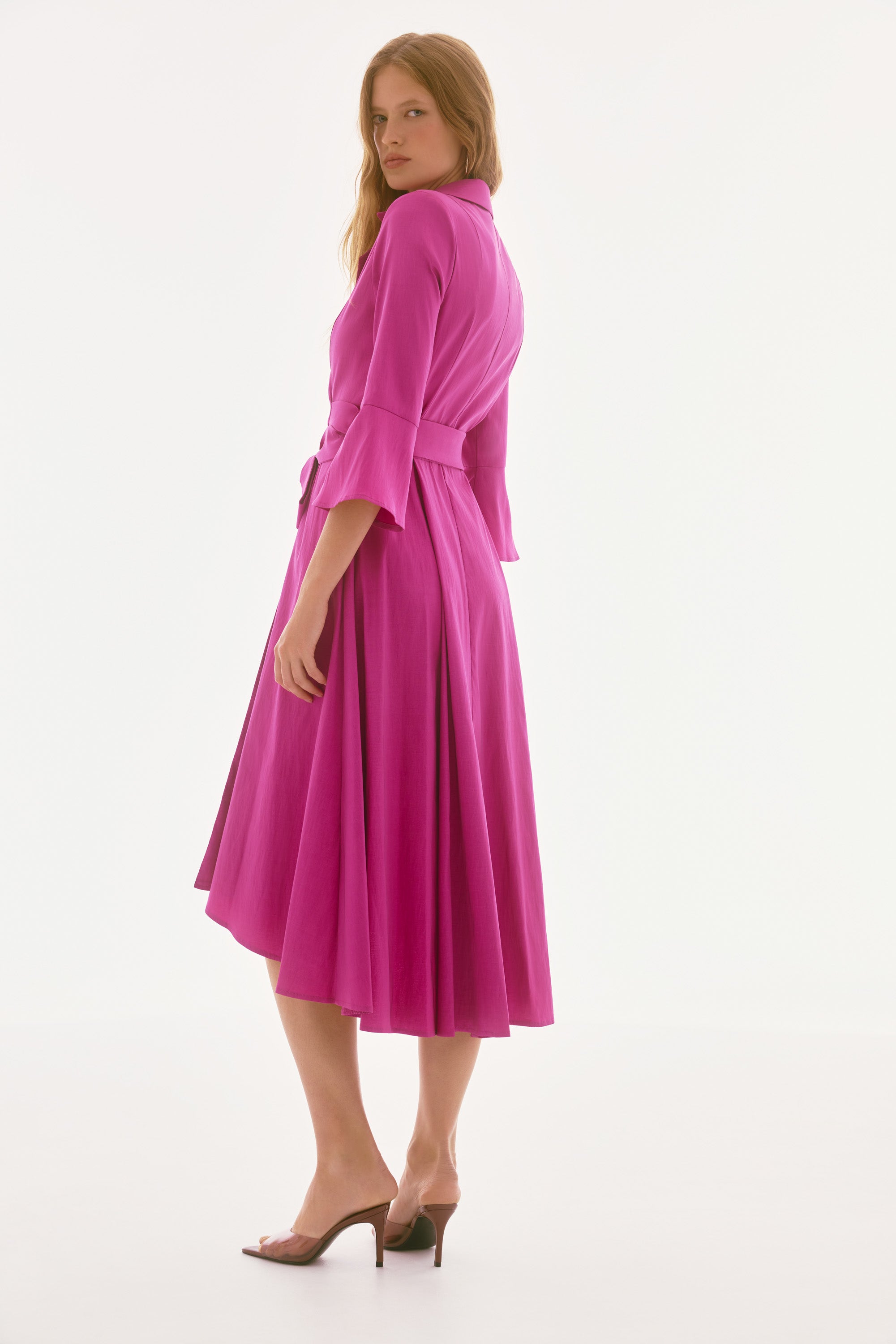 JOSEPH RIBKOFF STRETCH TAFFETA WRAP DRESS  STYLE 251727 COLOUR MAGENTA