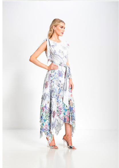 KEVAN JON EMILIA PLEAT KNEE COLOUR OMBRÉ FLORAL