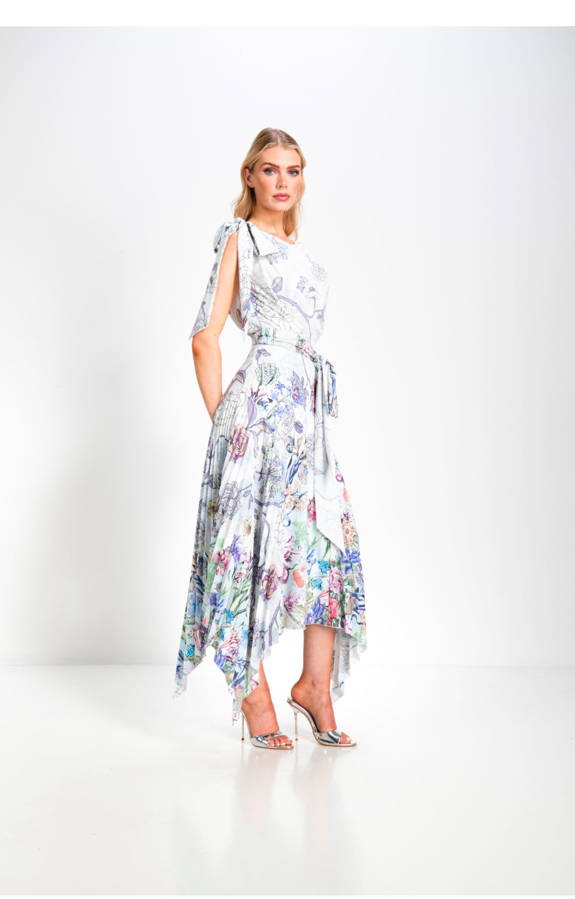 KEVAN JON EMILIA PLEAT KNEE COLOUR OMBRÉ FLORAL