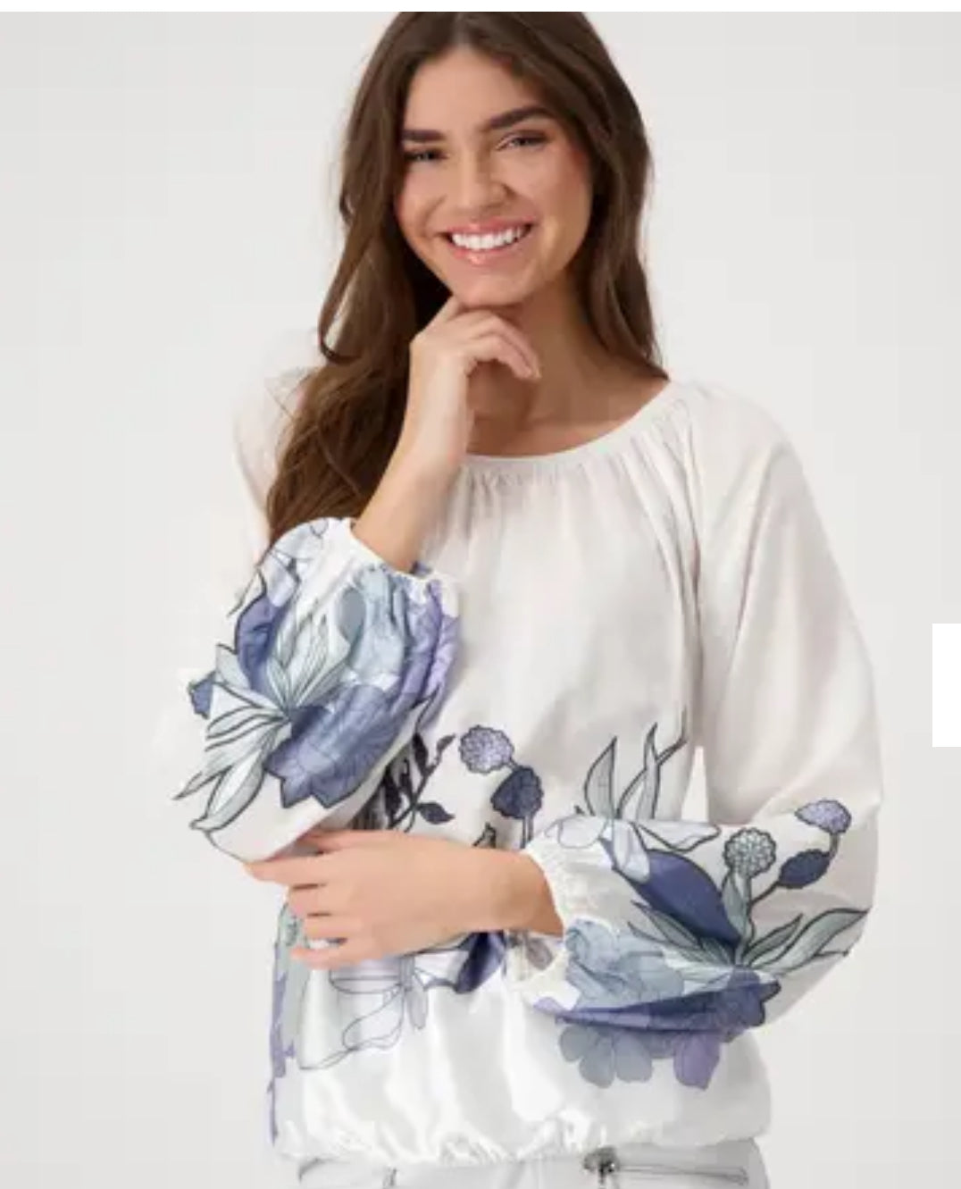 MONARI BLOUSE STYLE 409084 COLOUR OFF WHITE/PALE BLUE