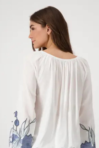 MONARI BLOUSE STYLE 409084 COLOUR OFF WHITE/PALE BLUE