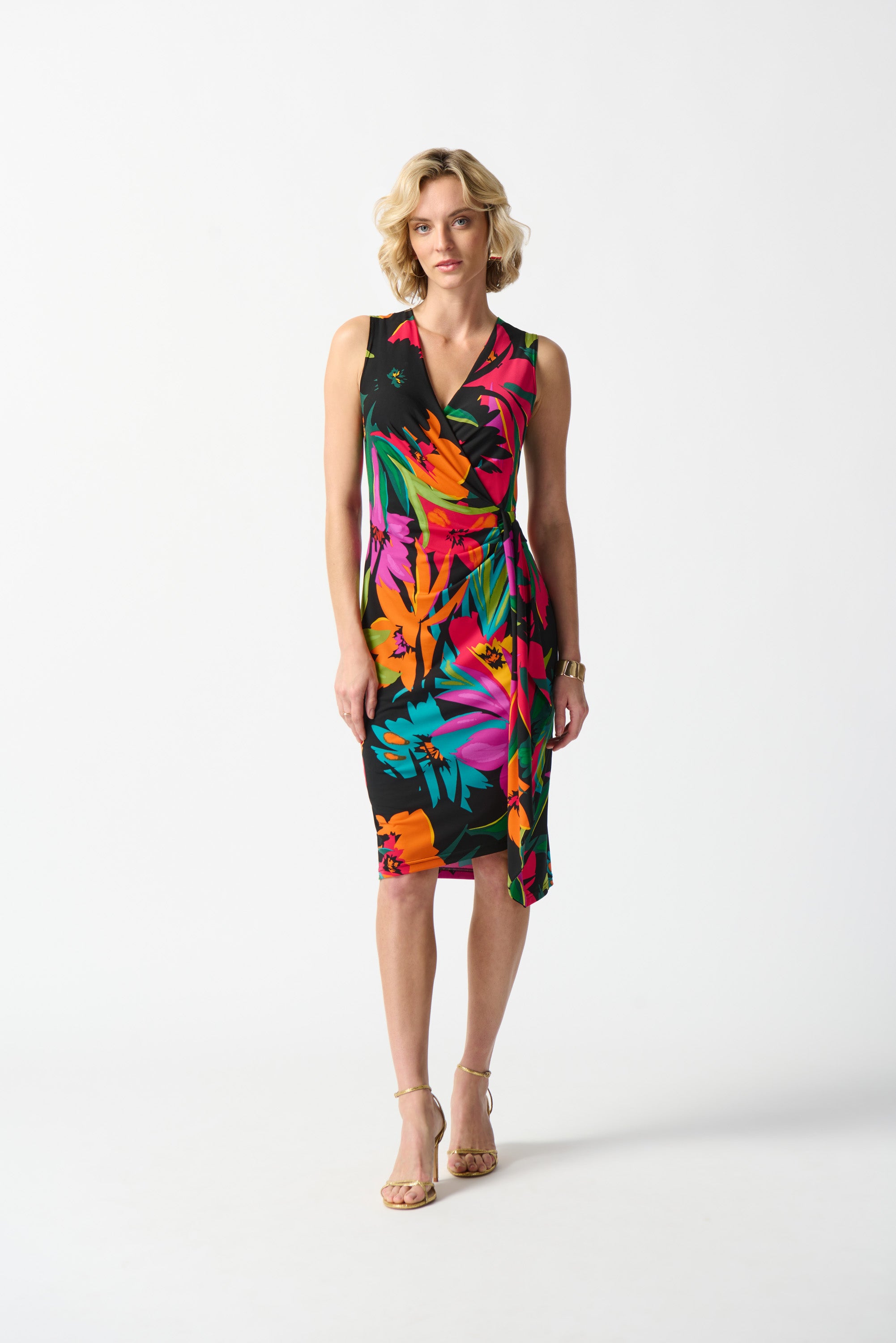 JOSEPH RIBKOFF SILKY KNIT DRESS STYLE 242012 COLOUR TROPICAL PRINT