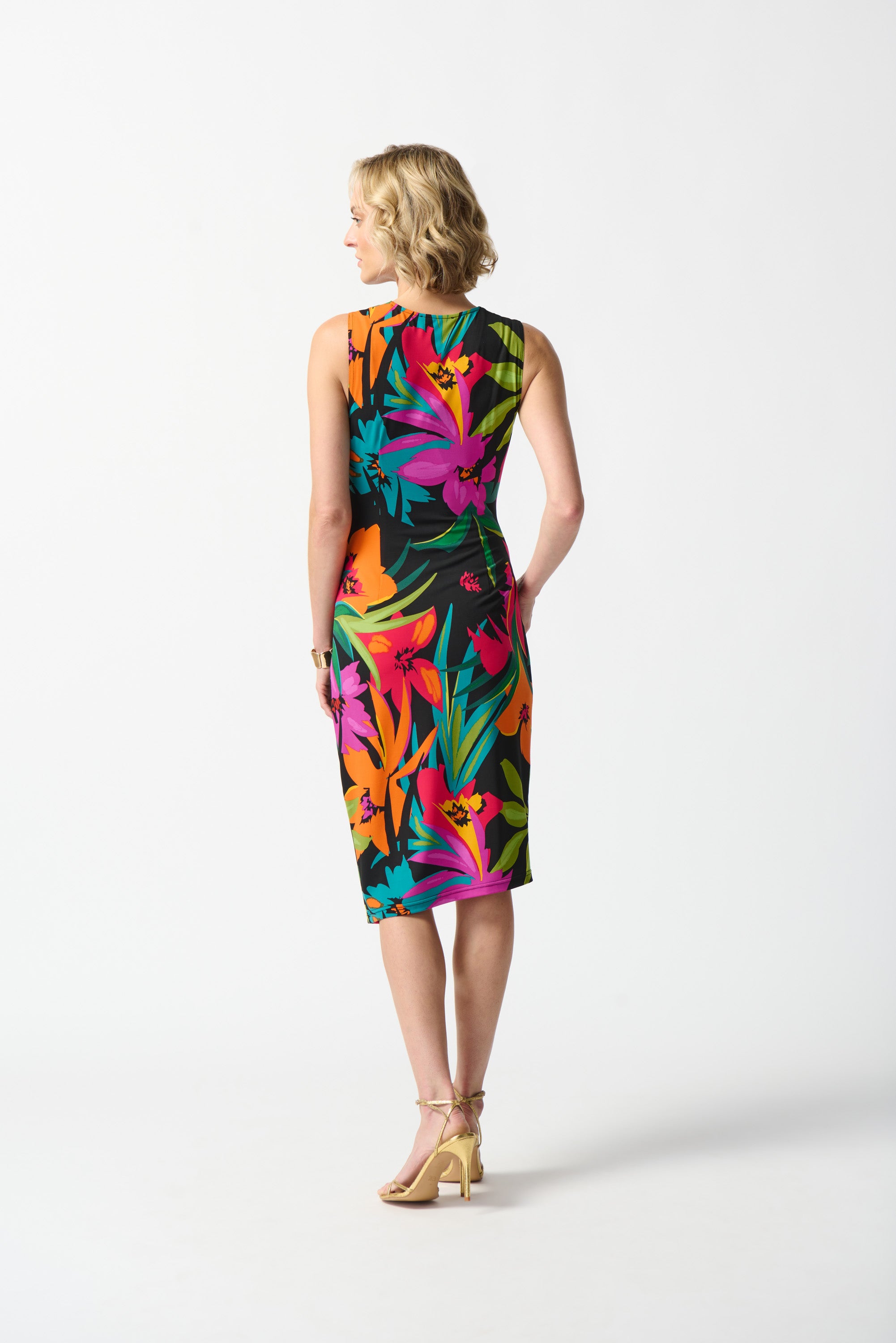 JOSEPH RIBKOFF SILKY KNIT DRESS STYLE 242012 COLOUR TROPICAL PRINT