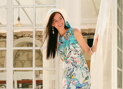 DOLCEZZA DRESS STYLE 25616 COLOUR TURQUOISE MULTI