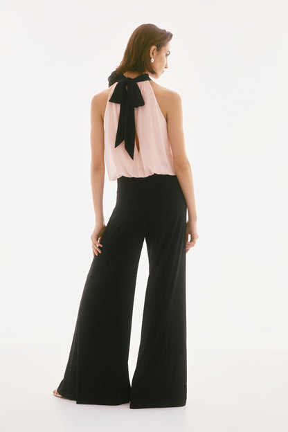 JOSEPH RIBKOFF SILKY WIDE LEG JUMPSUIT STYLE 251745 COLOUR BLACK/QUARTZ