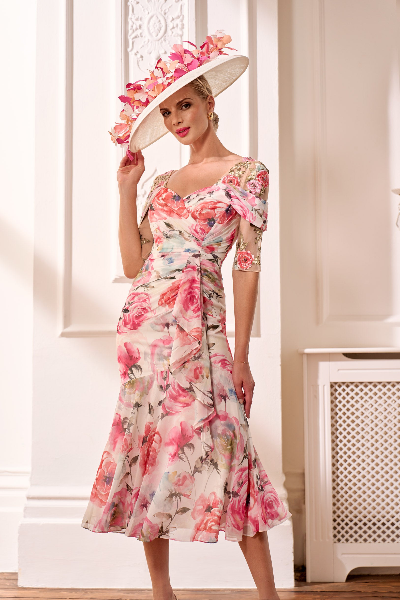 JOHN CHARLES DRESS STYLE 66629B COLOUR PEONY