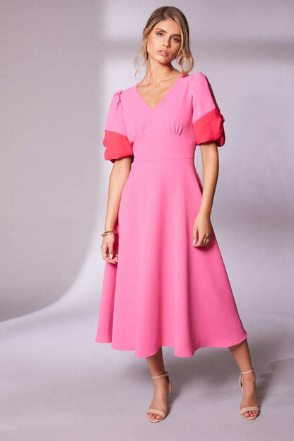 KATE COOPER WATERMELON MIDI DRESS | STYLE KCS24120| COLOUR: HOT PINK