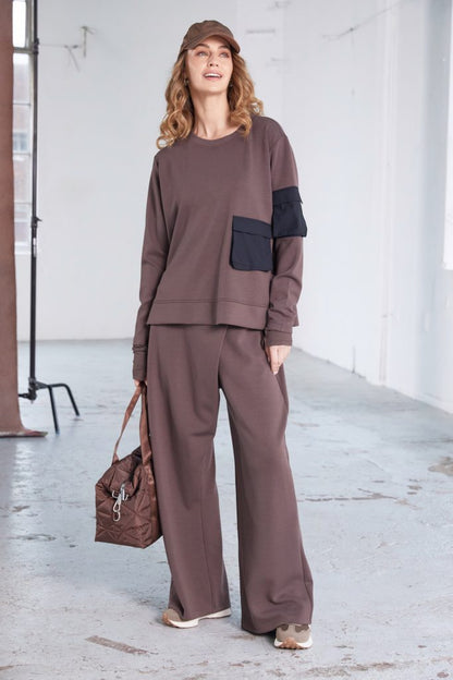 NAYA SWEATSHIRT STYLE NAW25132 COLOUR COCOA & BLACK