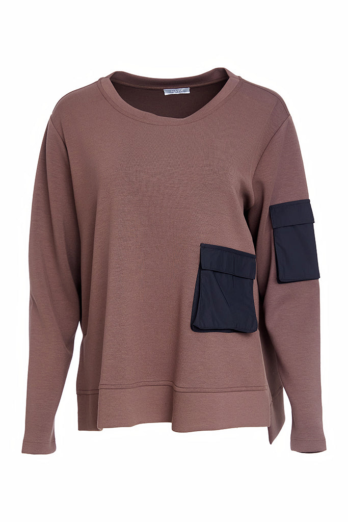 NAYA SWEATSHIRT STYLE NAW25132 COLOUR COCOA & BLACK