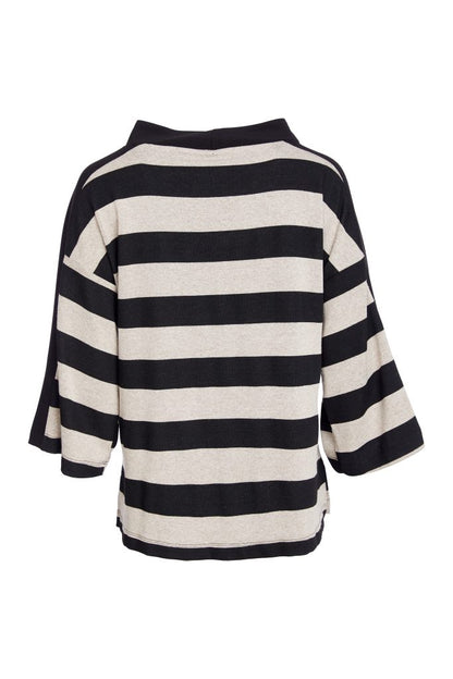 NAYA WOVEN STRIPED HIGH NECK TOP STYLE NAW25269 COLOUR BLACK & TAUPE