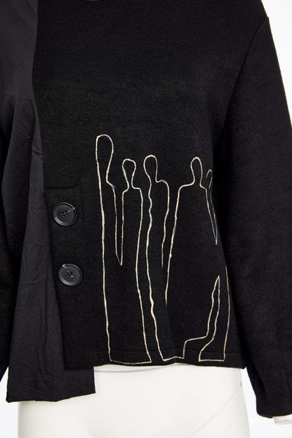 NAYA KNIT CONTRAST HOODED JUMPER STYLE NAW25270 COLOUR BLACK & SAND