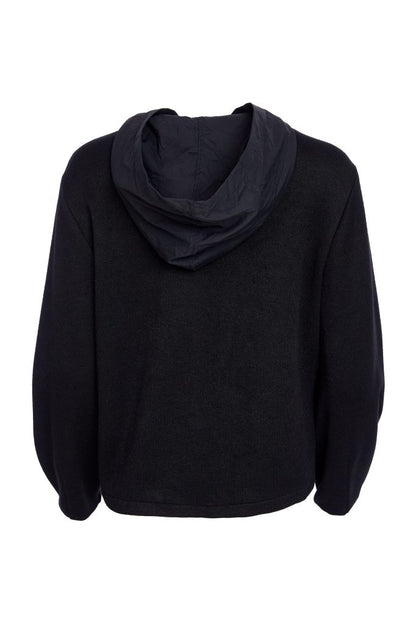 NAYA KNIT CONTRAST HOODED JUMPER STYLE NAW25270 COLOUR BLACK & SAND