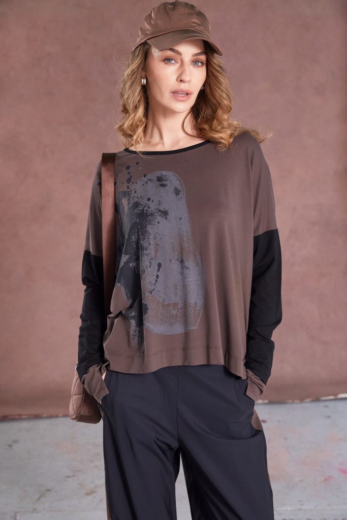 NAYA TOP STYLE NAW25308 COLOUR COCOA & BLACK