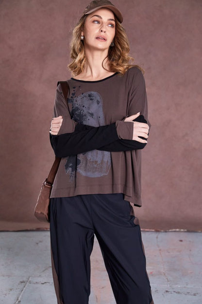 NAYA TOP STYLE NAW25308 COLOUR COCOA & BLACK