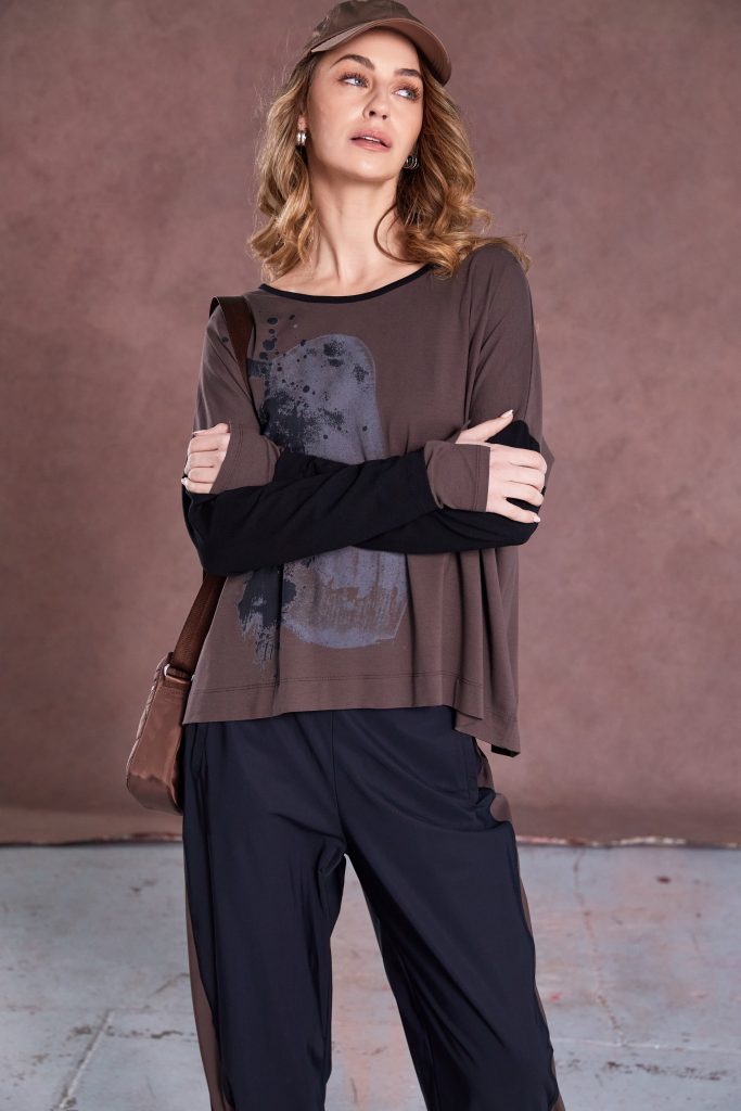 NAYA TOP STYLE NAW25308 COLOUR COCOA & BLACK