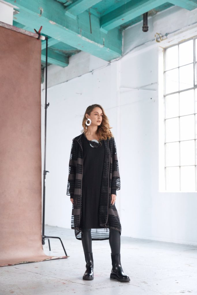 NAYA LONG JACKET AND DRESS STYLE NAW25325 COLOUR BLACK & COCOA