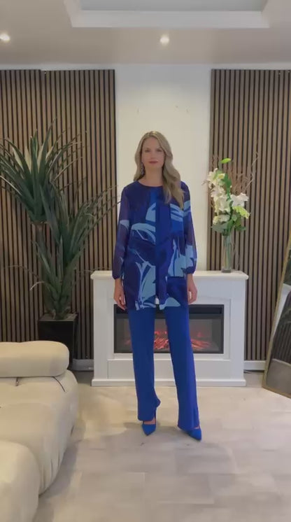 GLITZ TROUSER SUIT STYLE 1529 COLOUR COBALT BLUE/MULTI