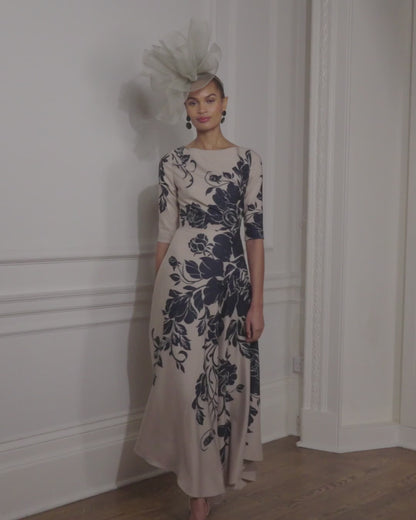 JOHN CHARLES DRESS STYLE 66672 COLOUR OYSTER & NAVY
