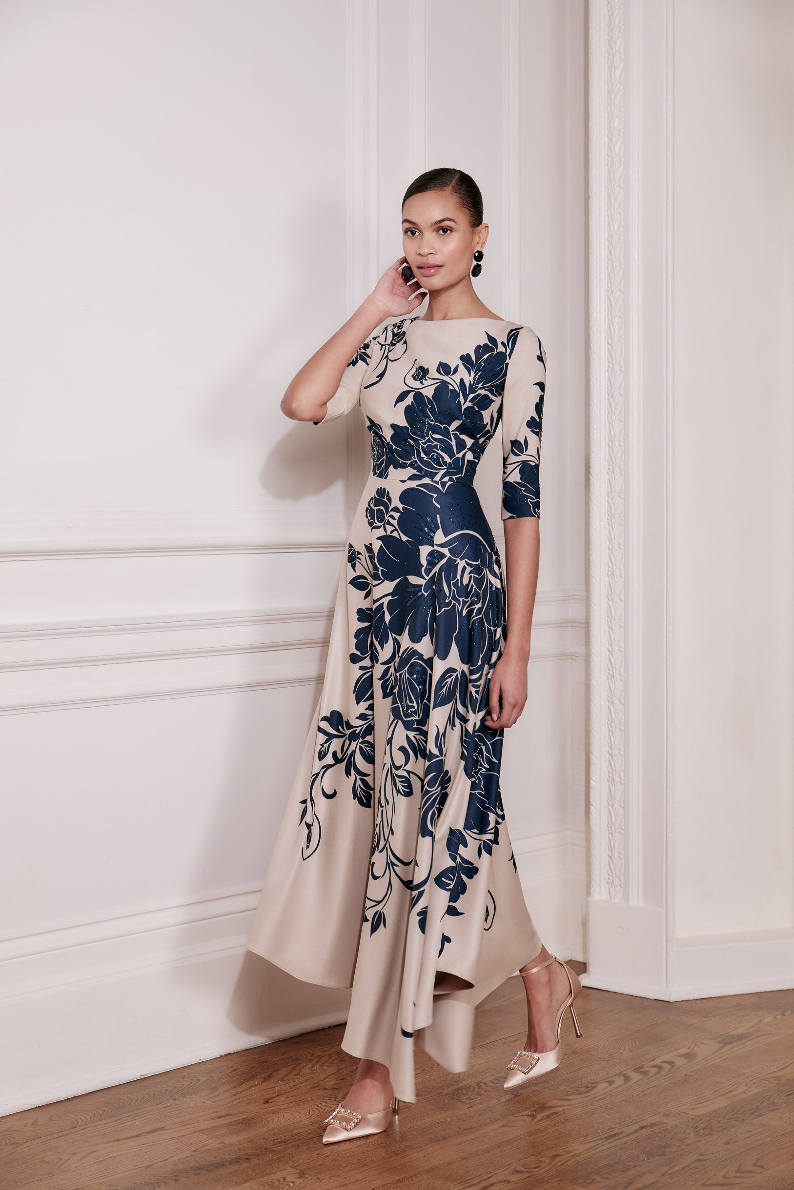 JOHN CHARLES DRESS STYLE 66672 COLOUR OYSTER & NAVY