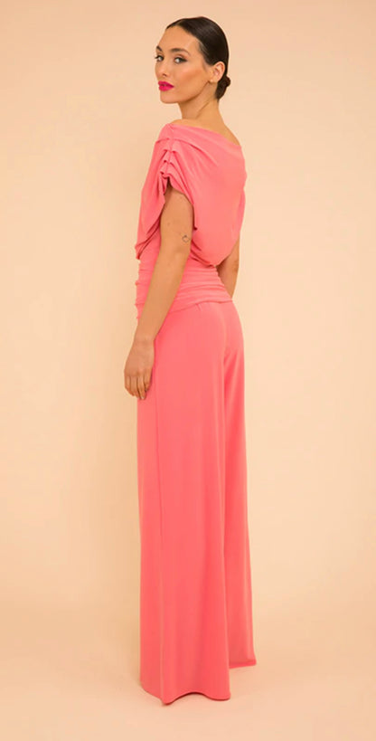 ATOM LABEL JUMPSUIT COLOUR CORAL