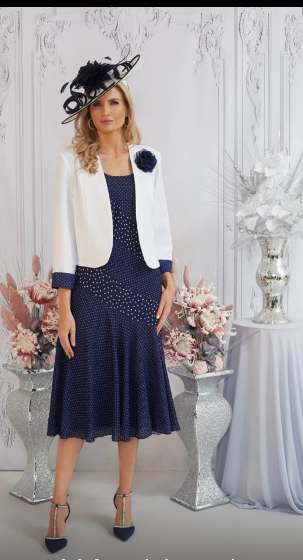 GLITZ DRESS AND JACKET STYLE 1266 COLOUR NAVY/ WHITE