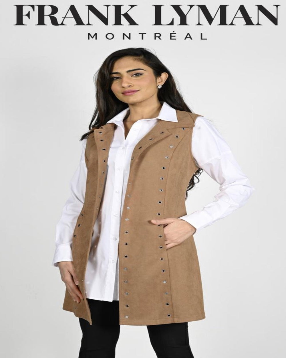 FRANK LYMAN GILET STYLE 224538U COLOUR TAUPE